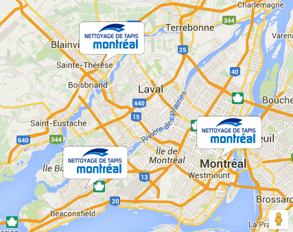 Nettoyage de tapis montréal - carte géographique